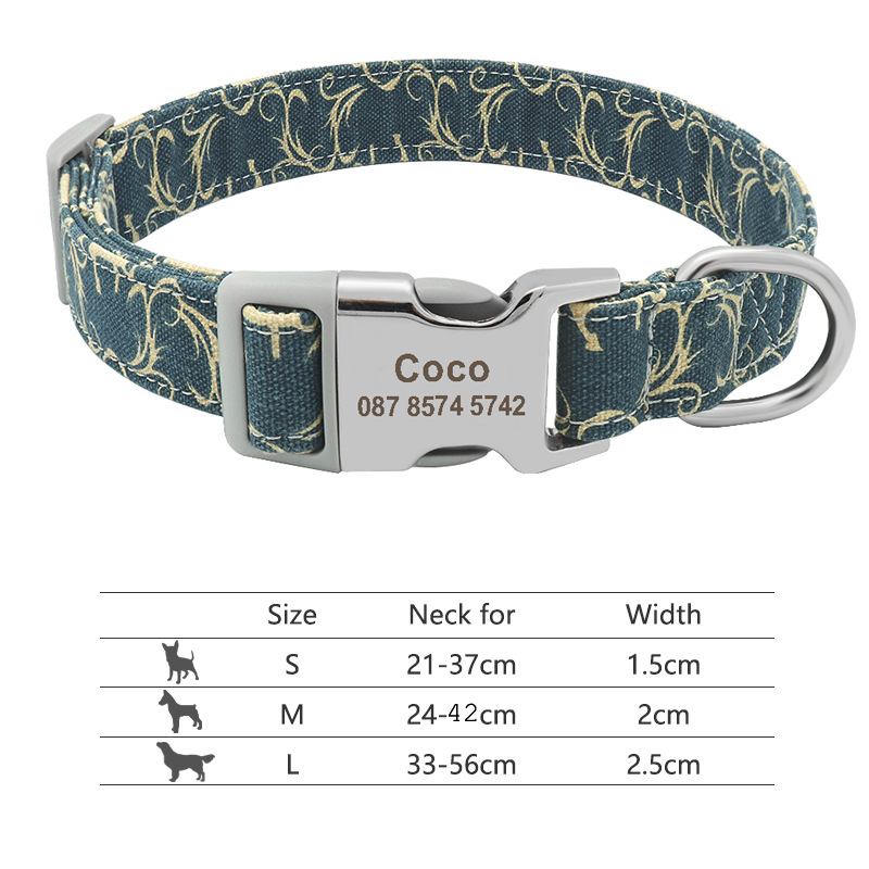 Adjustable Nylon Dog Collar Personalized Dogs Cat ID 217H8 - Shop at LoveMi