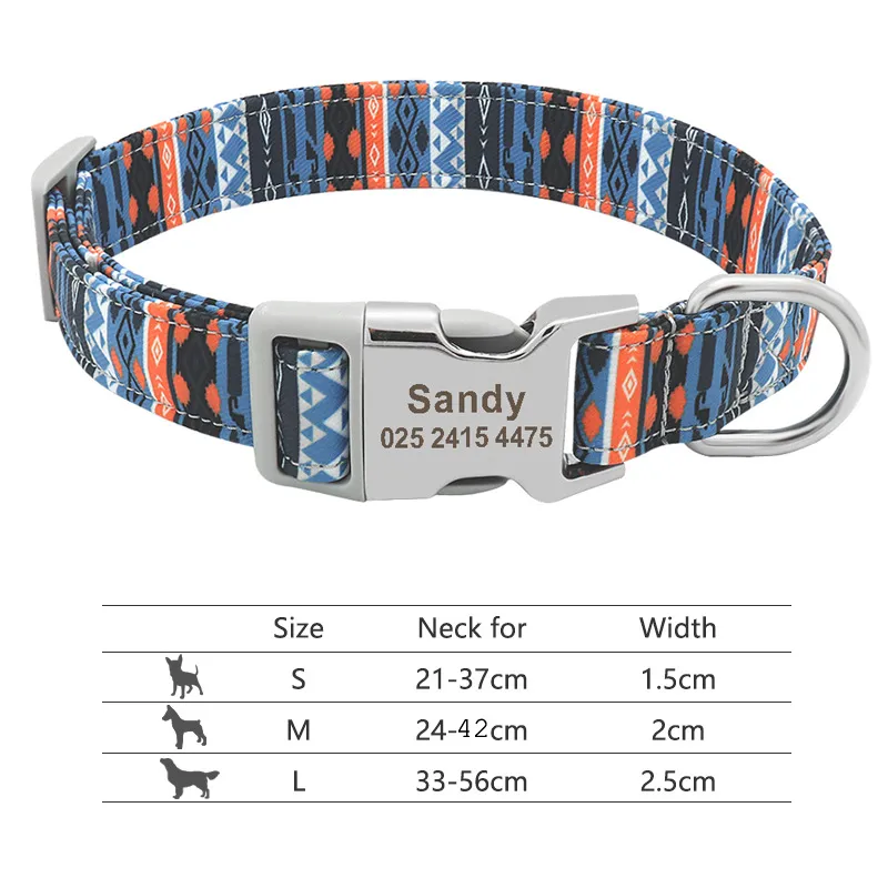 Adjustable Nylon Dog Collar Personalized Dogs Cat ID - 217H1