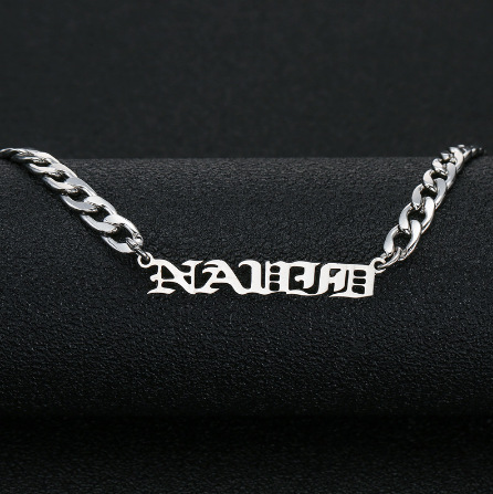 Necklace Ancient English Letters Stainless Steel Pendant Female