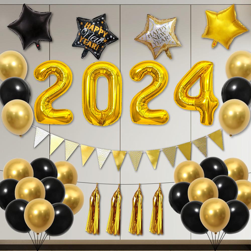 32-inch New Year Balloon Set Wine Bottle Gilding Triangle Hanging Flag Balloon
