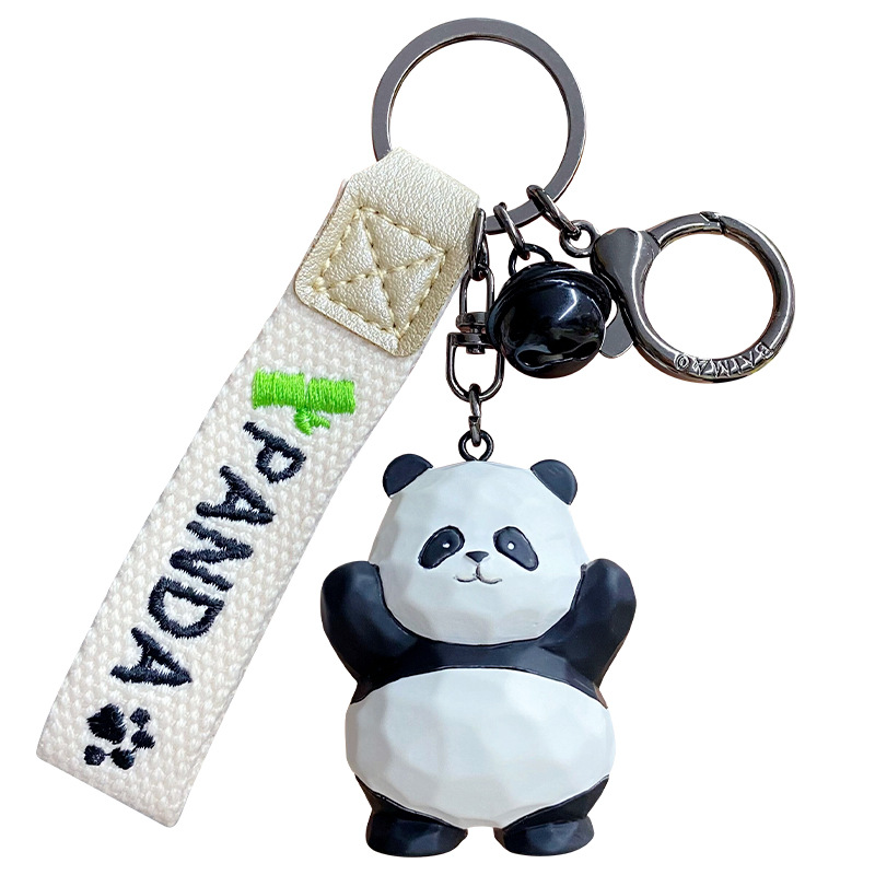 Resin Wood Carving Panda Keychain Pendant - Image 4