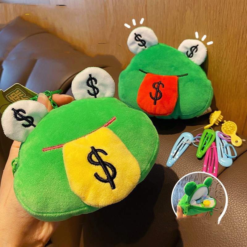 Creative Cartoon Plush Money Frog Coin Purse Keychain - Image 2