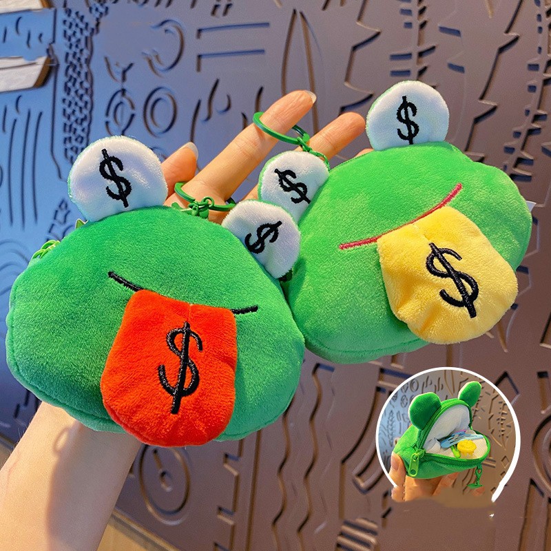 Creative Cartoon Plush Money Frog Coin Purse Keychain - Image 3