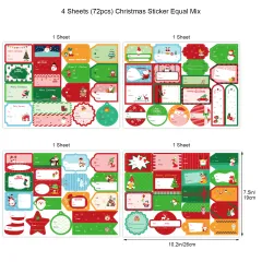 Christmas Sticker 72 Pattern - 1 Pack Of 4 Large Sheets - View 1