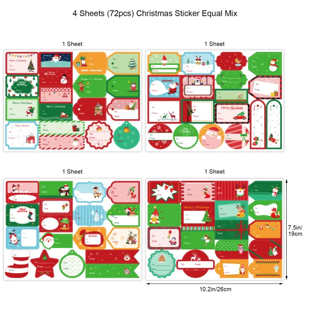Christmas Sticker 72 Pattern 1 Pack Of 4 Large Sheets - Shop at LoveMi
