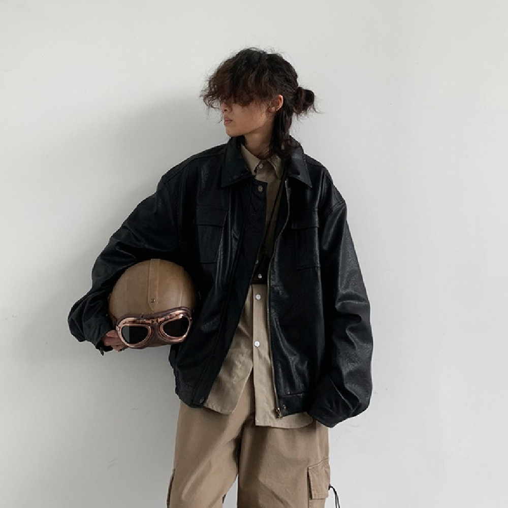 Stylish Neutral Brown Leather Jacket