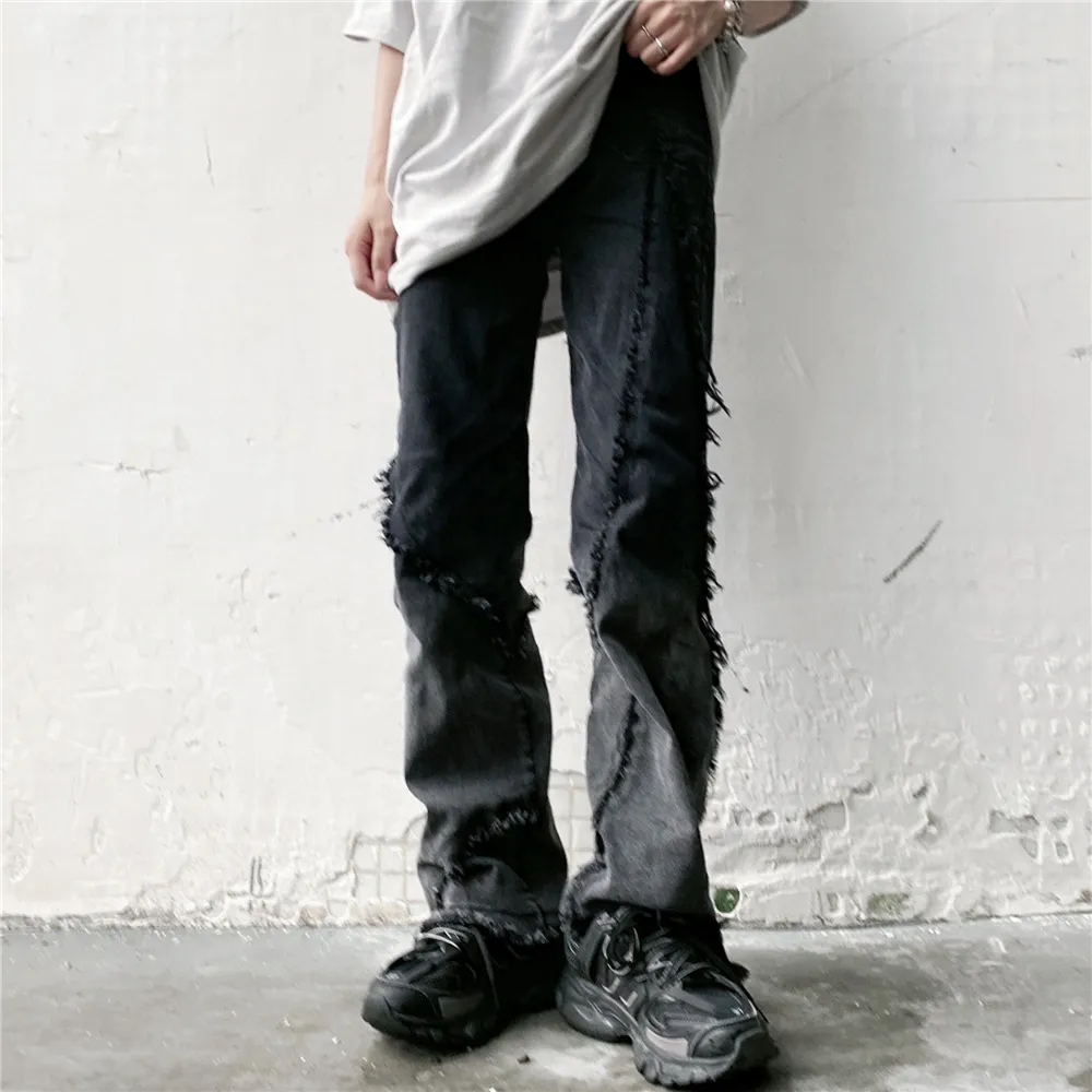 Street Retro Hip Hop Denim Pants Girl - Black