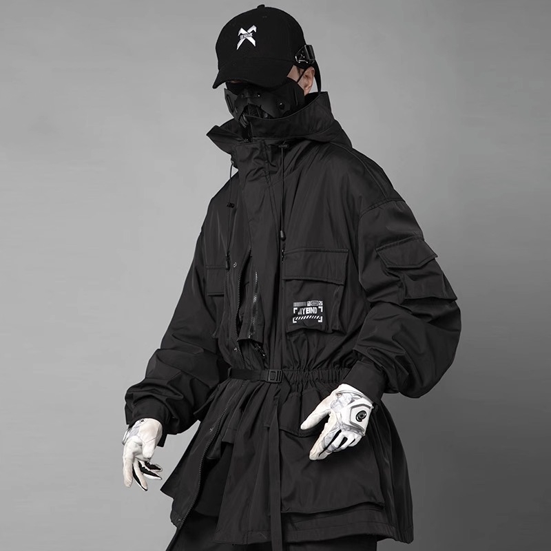 Men's Loose Fitting Casual Black Waistband Jacket