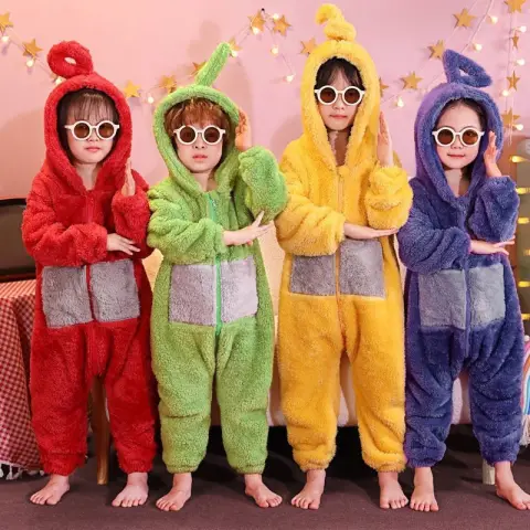 Coral Fleece Boys and Girls Anti-kick Thickened Home Pajamas