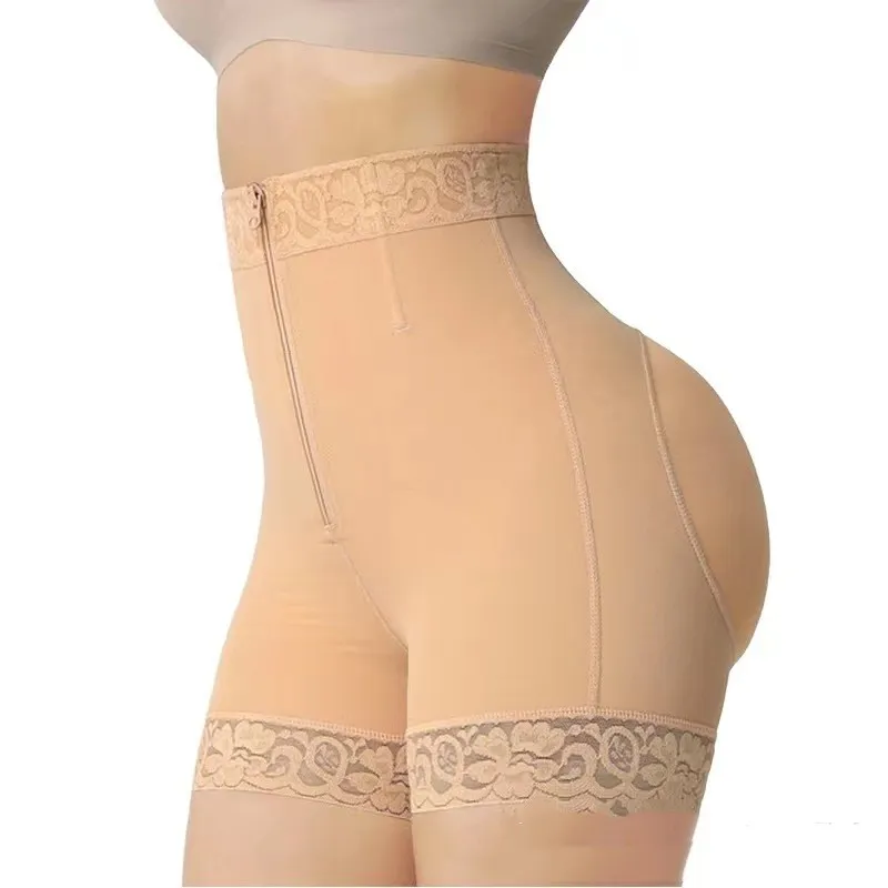 Zipper Hip Raise Shaping High Waisted Tuck Pants Hip Hip Training Pants - Skin Color-M - View 1