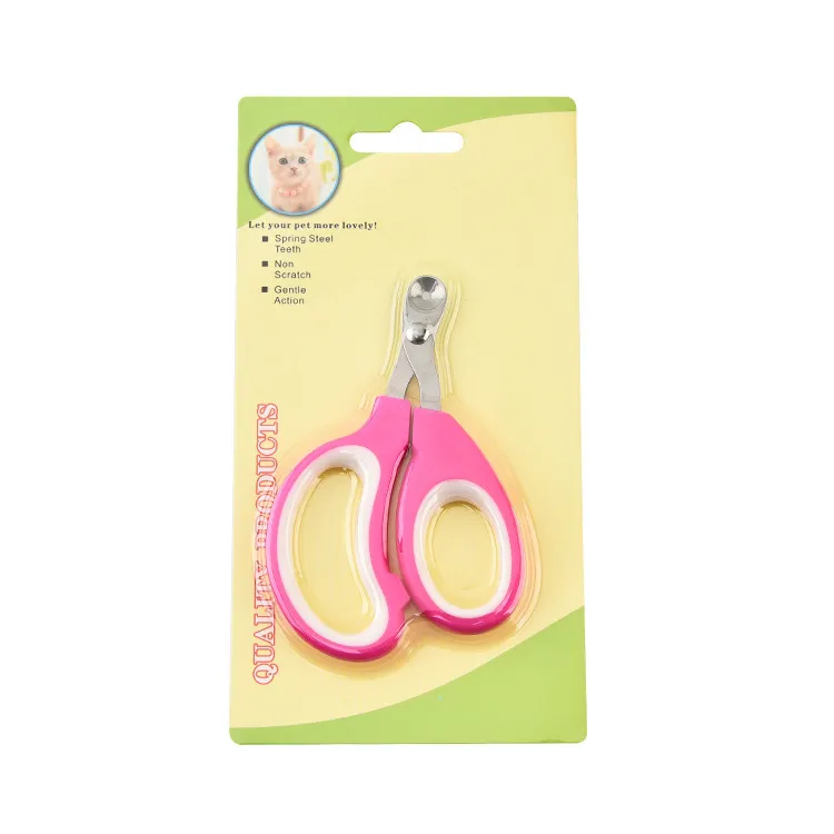 Pet Cat Round Hole Limit Nail Scissors - Rose White