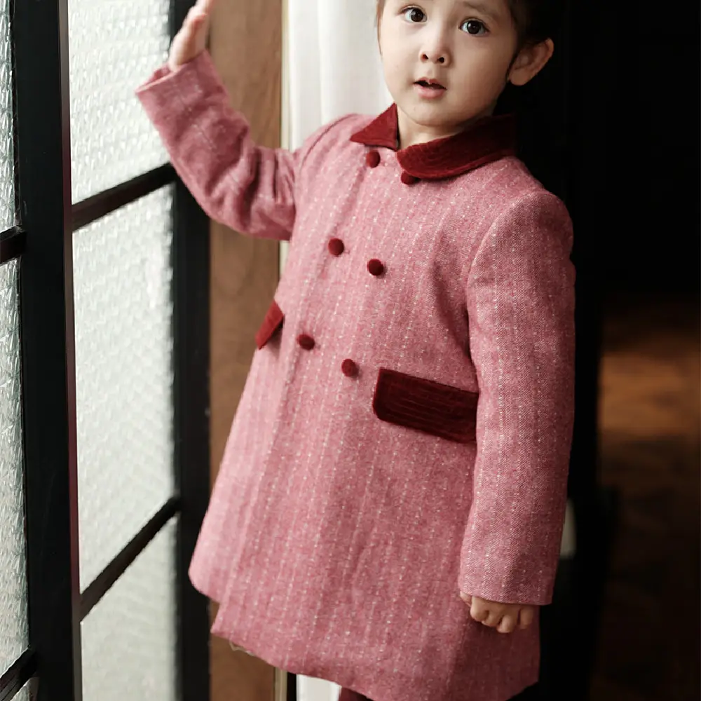 Girls' Mid-length Woolen Coat Children's Wool Thick