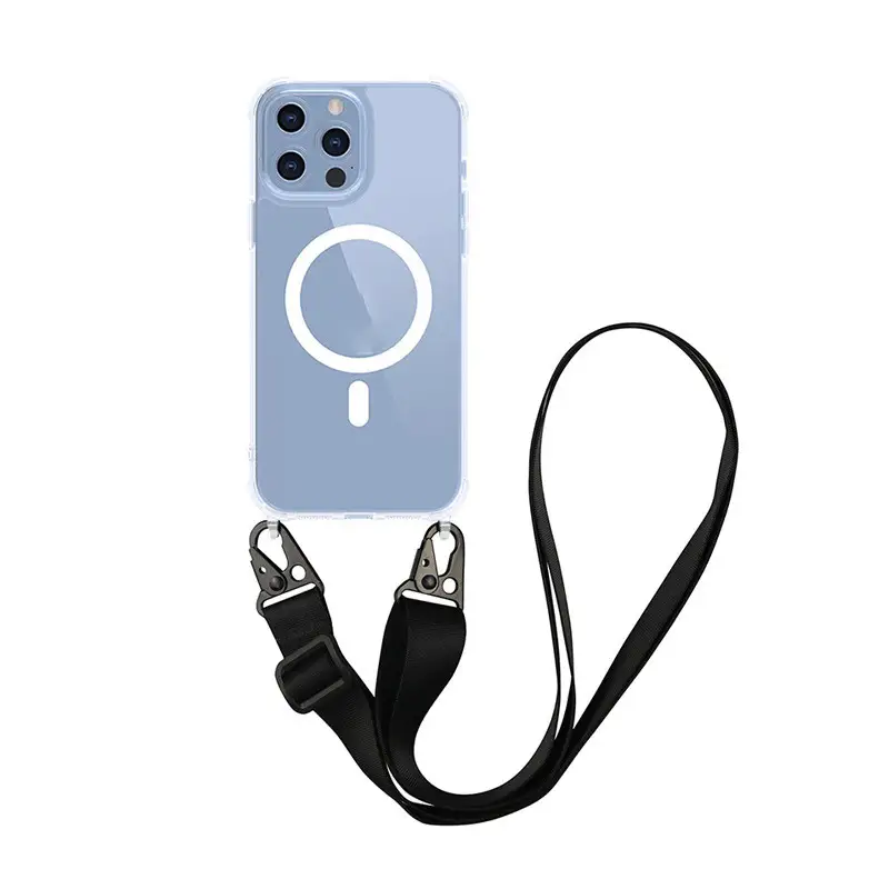 Magnetic One-piece Lanyard Crossbody Shoulder Transparent Phone Case