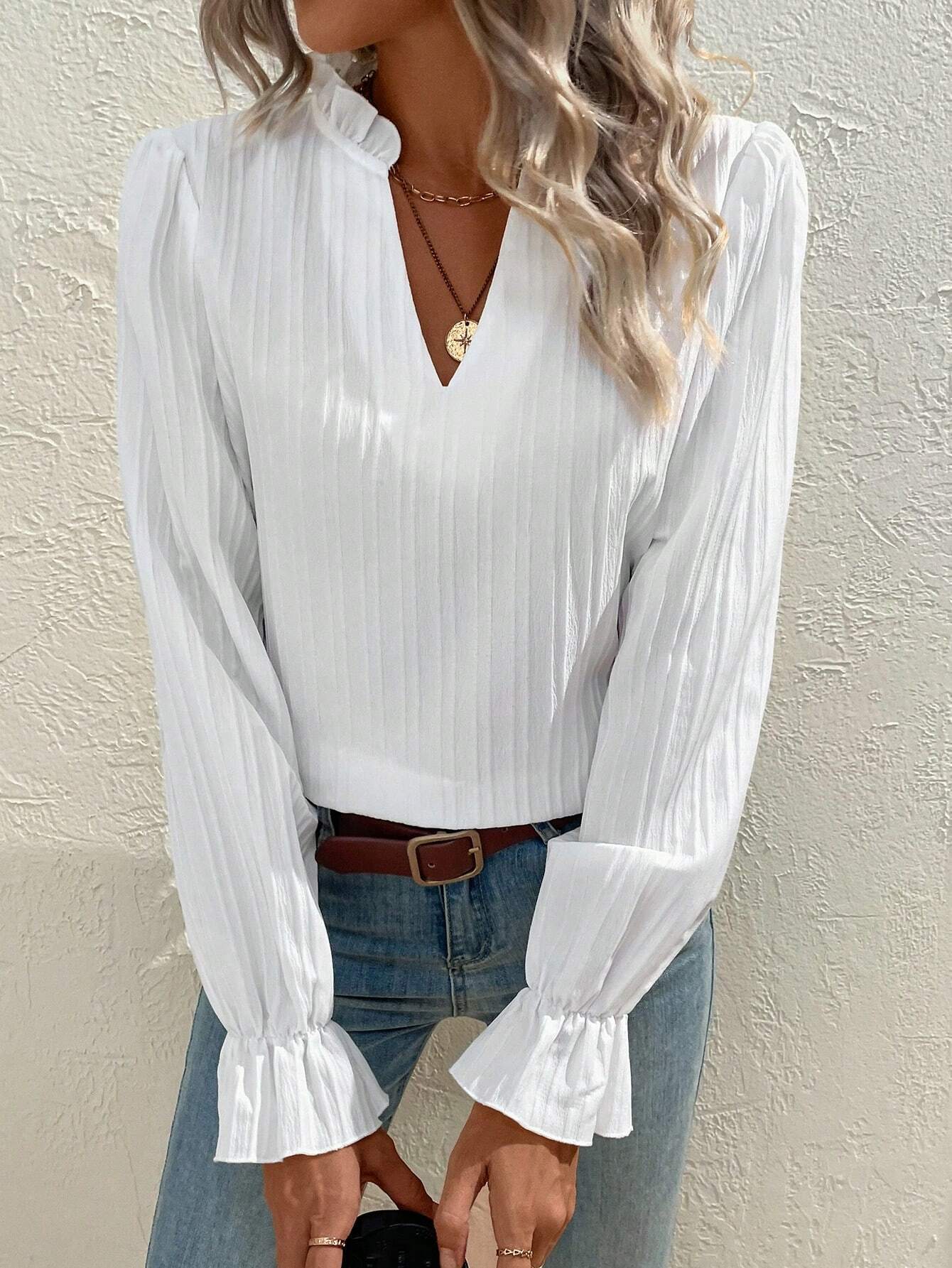 Women's Shirt Fashion V-neck Flared Sleeves