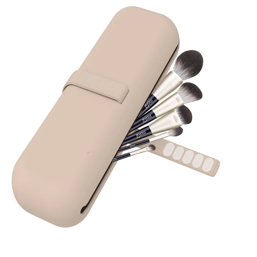 Portable Multifunctional Makeup Kit Travel Makeup Brush Bag - Khaki