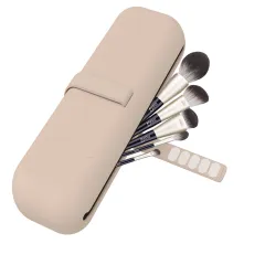 Portable Multifunctional Makeup Kit Travel Makeup Brush Bag - Khaki - View 1