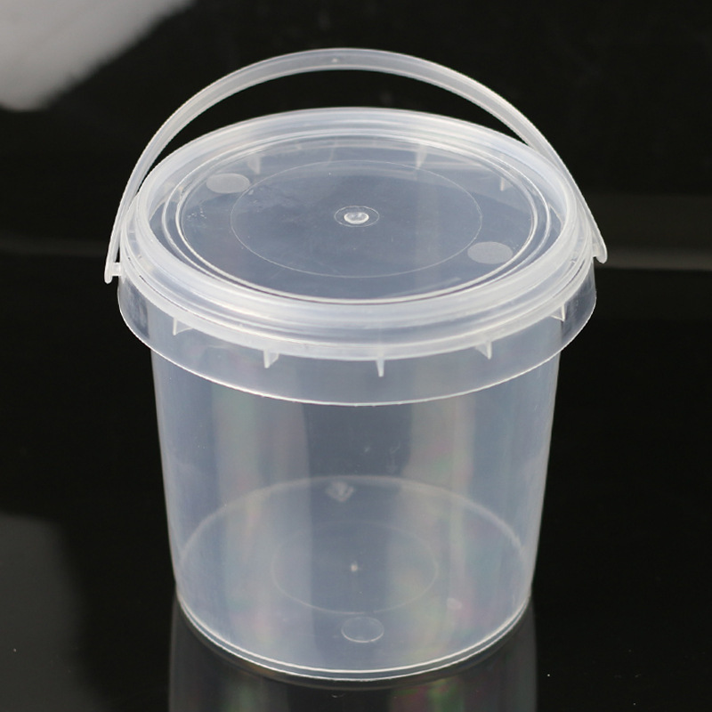 Food Transparent White 1 Liter Plastic Storage Bucket - Image 3