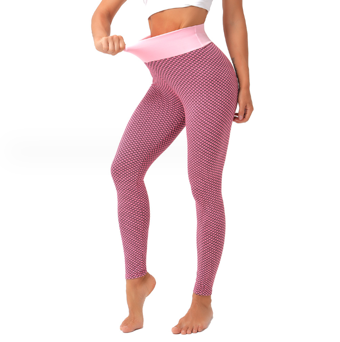 Birds-eye Honeycomb Lattice Bottoming Sweatpants Fitness Peach Hip Trousers