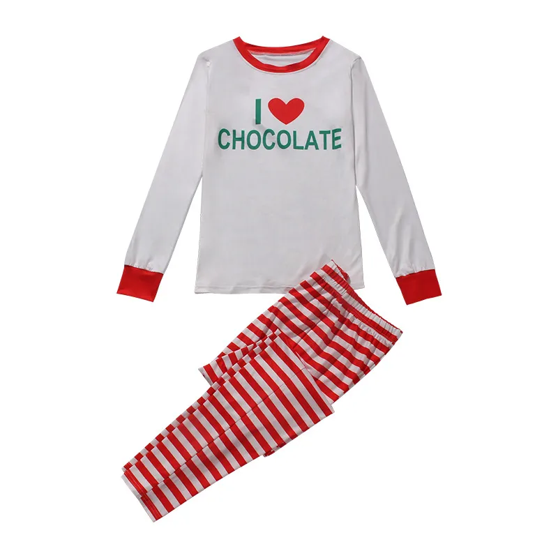 Printed Striped Casual Parent-child Suit Home Pajamas - Red