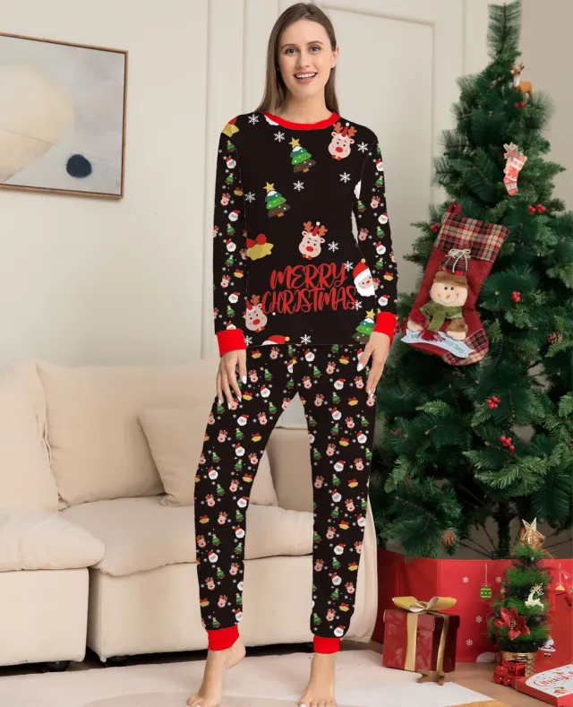 Fashion Christmas Parent child Homewear Clothes Pajamas Set Picture Color Mother M - Shop at LoveMi