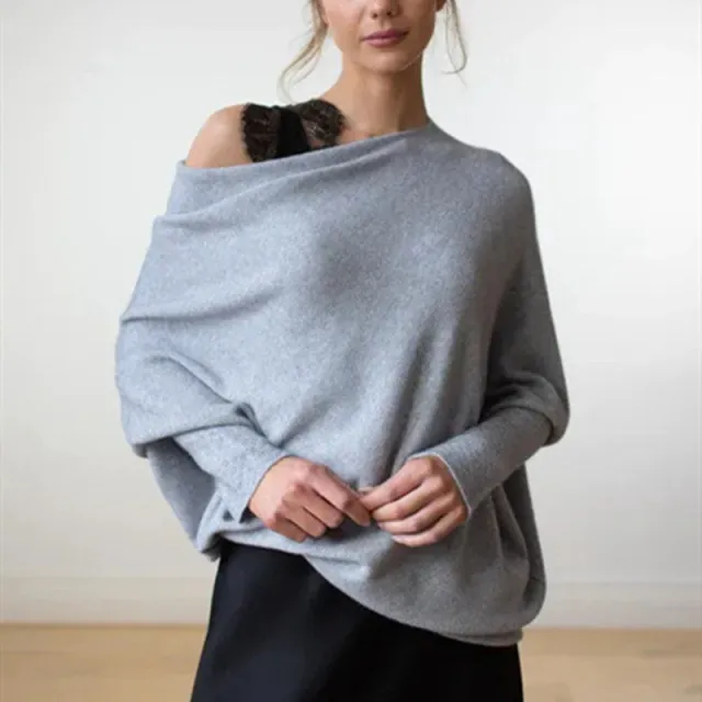 Fashion Round Neck Long Sleeve Comfortable Sweater Light Gray - Shop at LoveMi