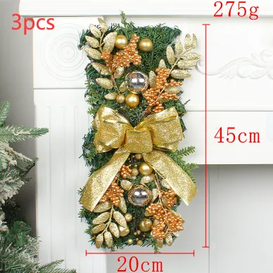 Christmas Day Door Curtain Home Decoration Hanger - Gold 3Pcs