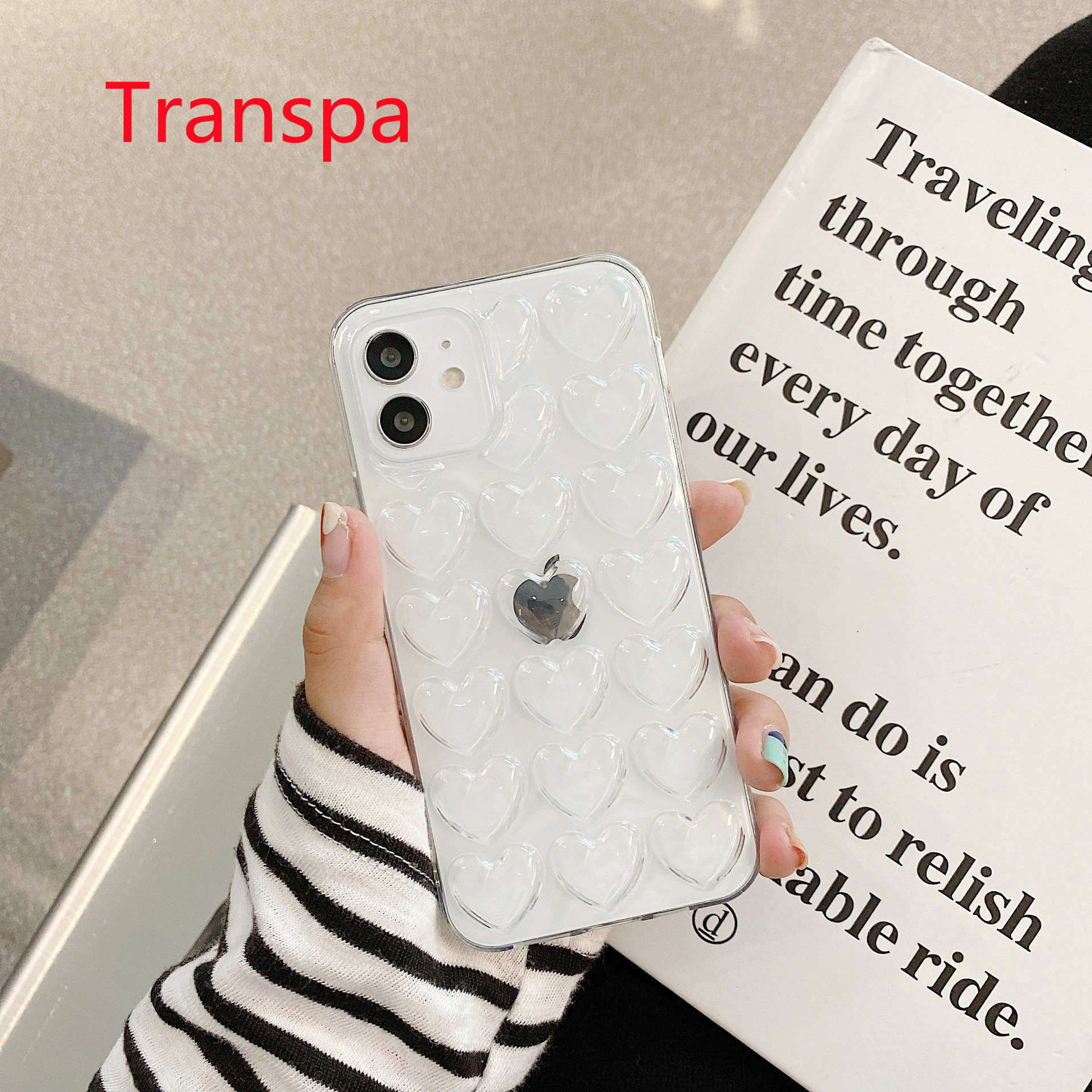 Coque téléphone silicone coeur pêche avec lanière - Housse mignonne et de protection - Photo 7 sur 9