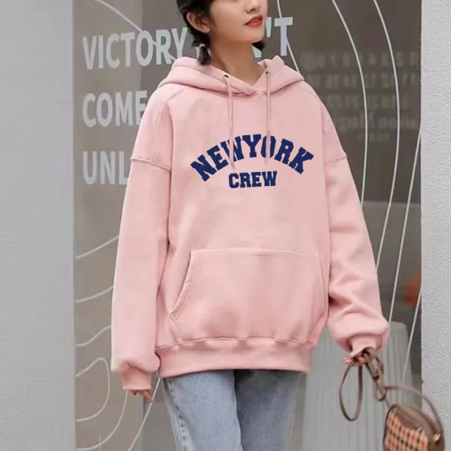 Printed Plush Loose Fitting Sweater For Women Lotus Root Color L - Shop at LoveMi