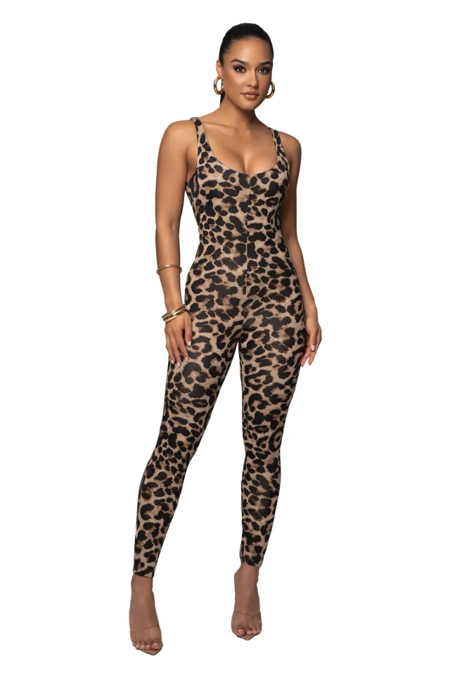 Big U neck Printed Jumpsuit Fashion Women's Wear Leopard - Shop at LoveMi