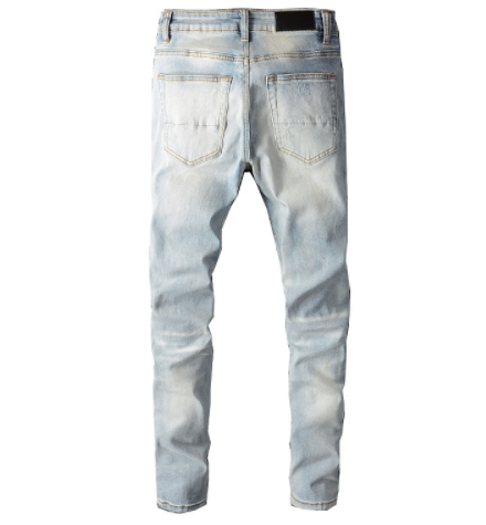 Slightly Elastic Cotton Tattered Skinny Jeans