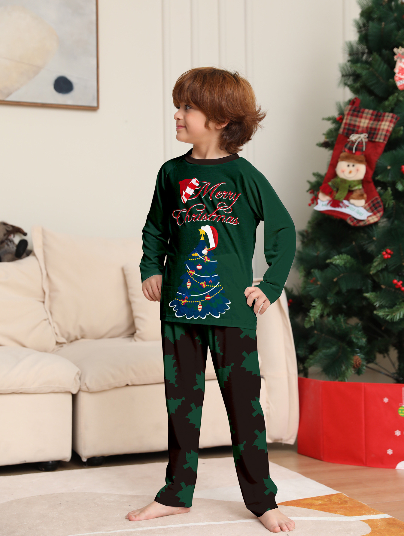 Christmas Tree Printed Long-sleeved Homewear Pajamas — foto 2