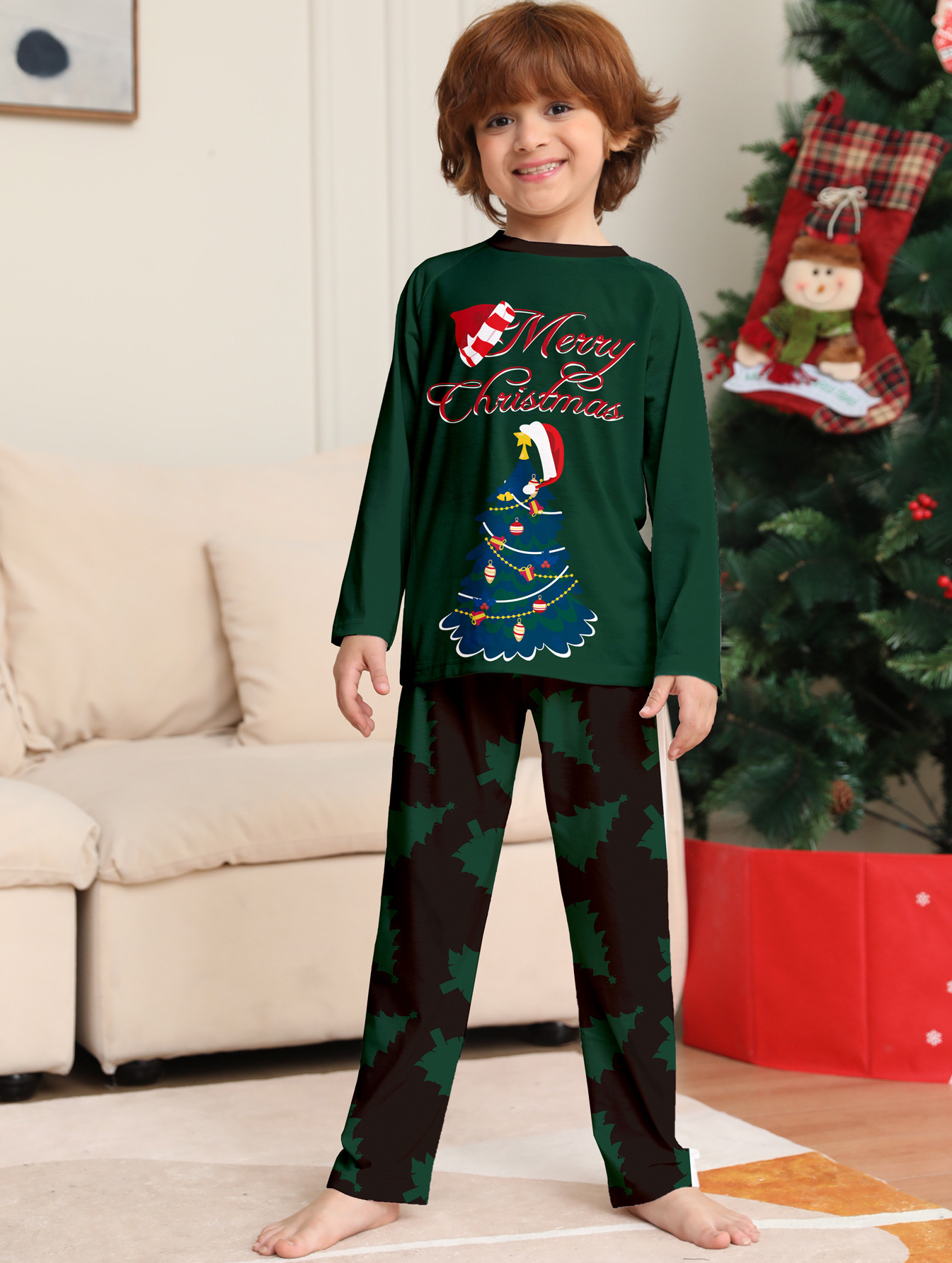 Christmas Tree Printed Long-sleeved Homewear Pajamas — foto 5