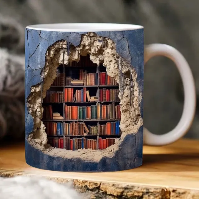3D Bookshelf Mug Creative Ceramic Water Cup With Handle A Library Shelf Space Book Lovers Coffee Mug Birthday Christmas Gift - Shop at LoveMi