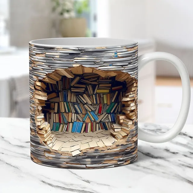 3D Bookshelf Mug Creative Ceramic Water Cup With Handle A Library Shelf Space Book Lovers Coffee Mug Birthday Christmas Gift - Shop at LoveMi