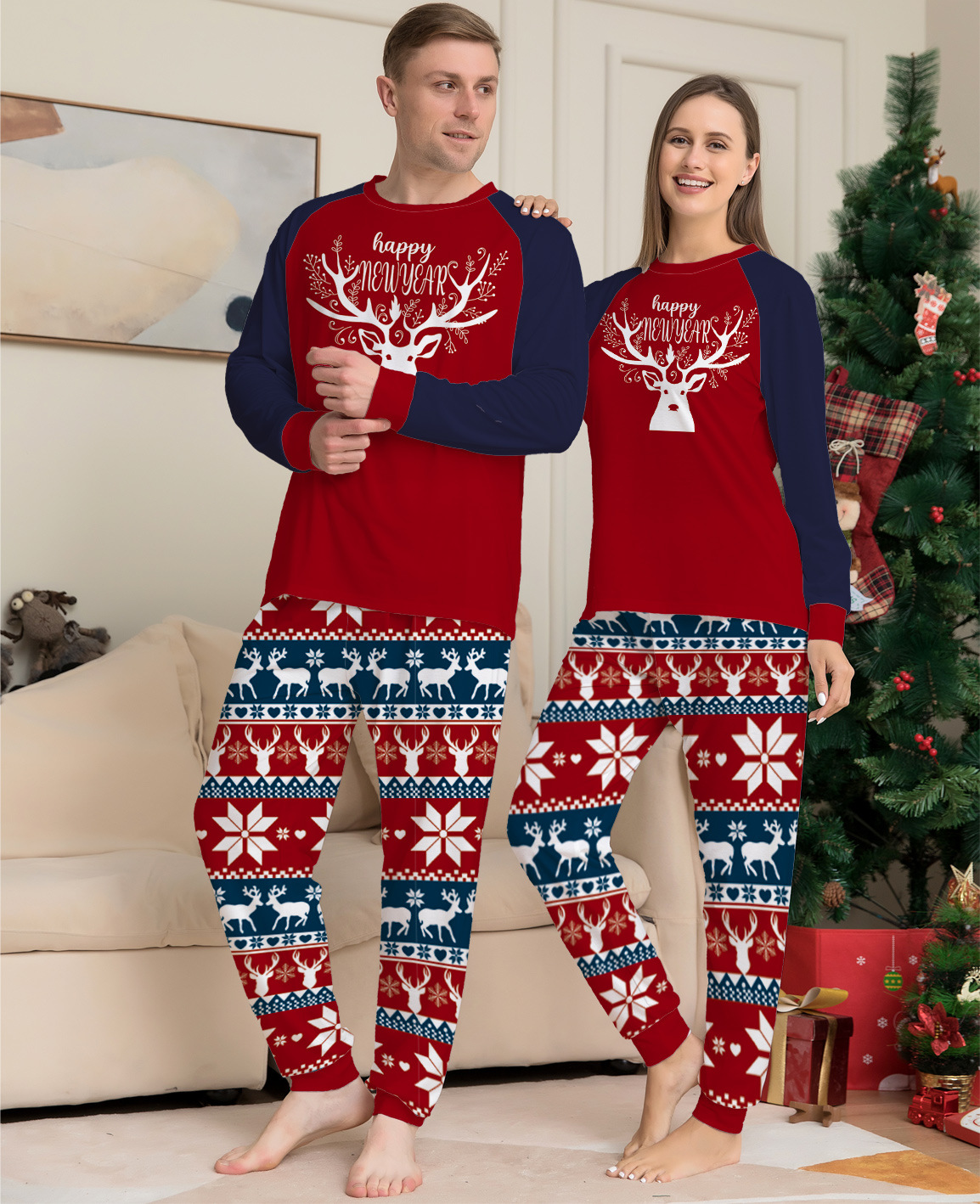 Color Matching Elk Christmas Parent-child Wear Homewear Pajamas Suit — foto 6