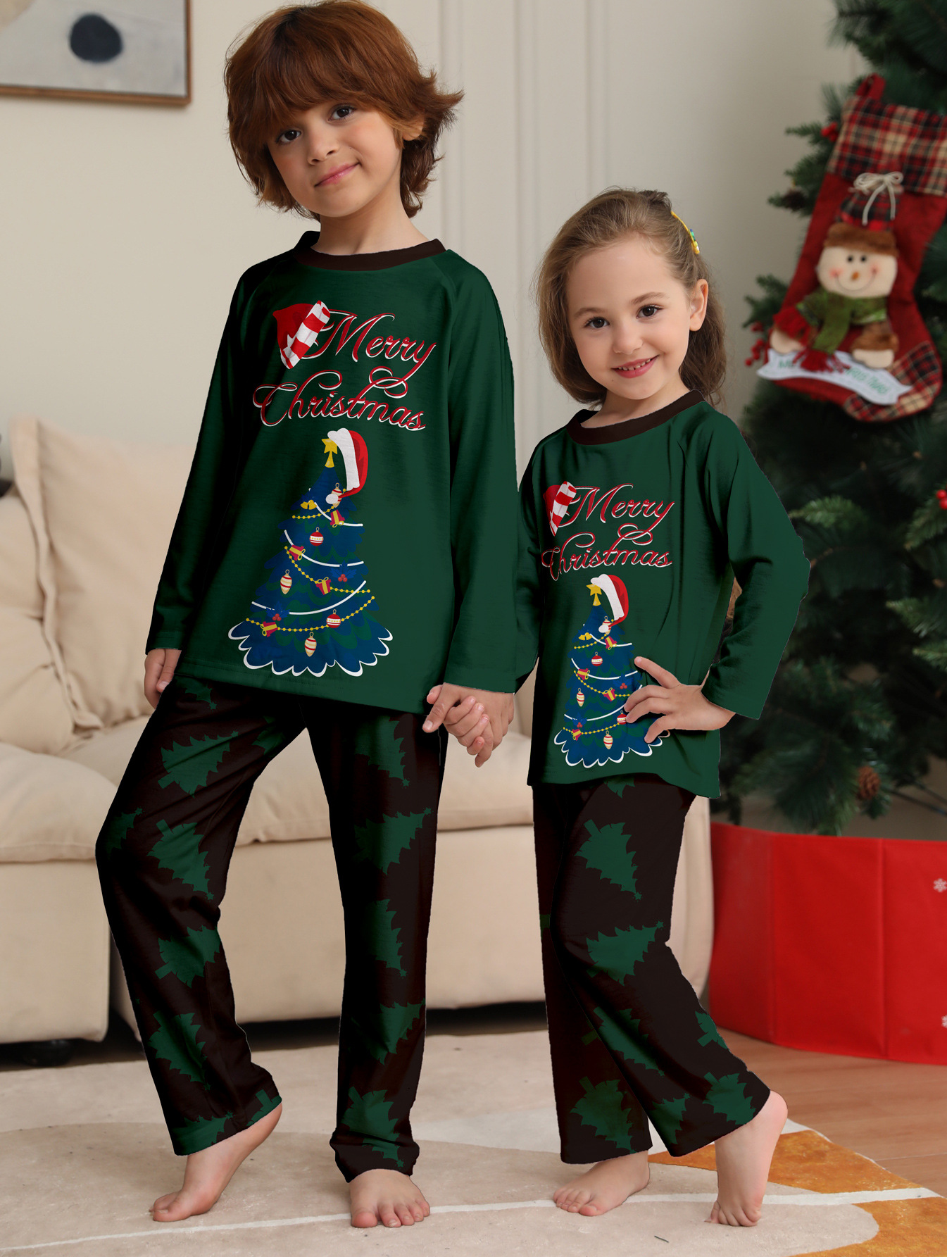 Christmas Tree Printed Long-sleeved Homewear Pajamas — foto 3