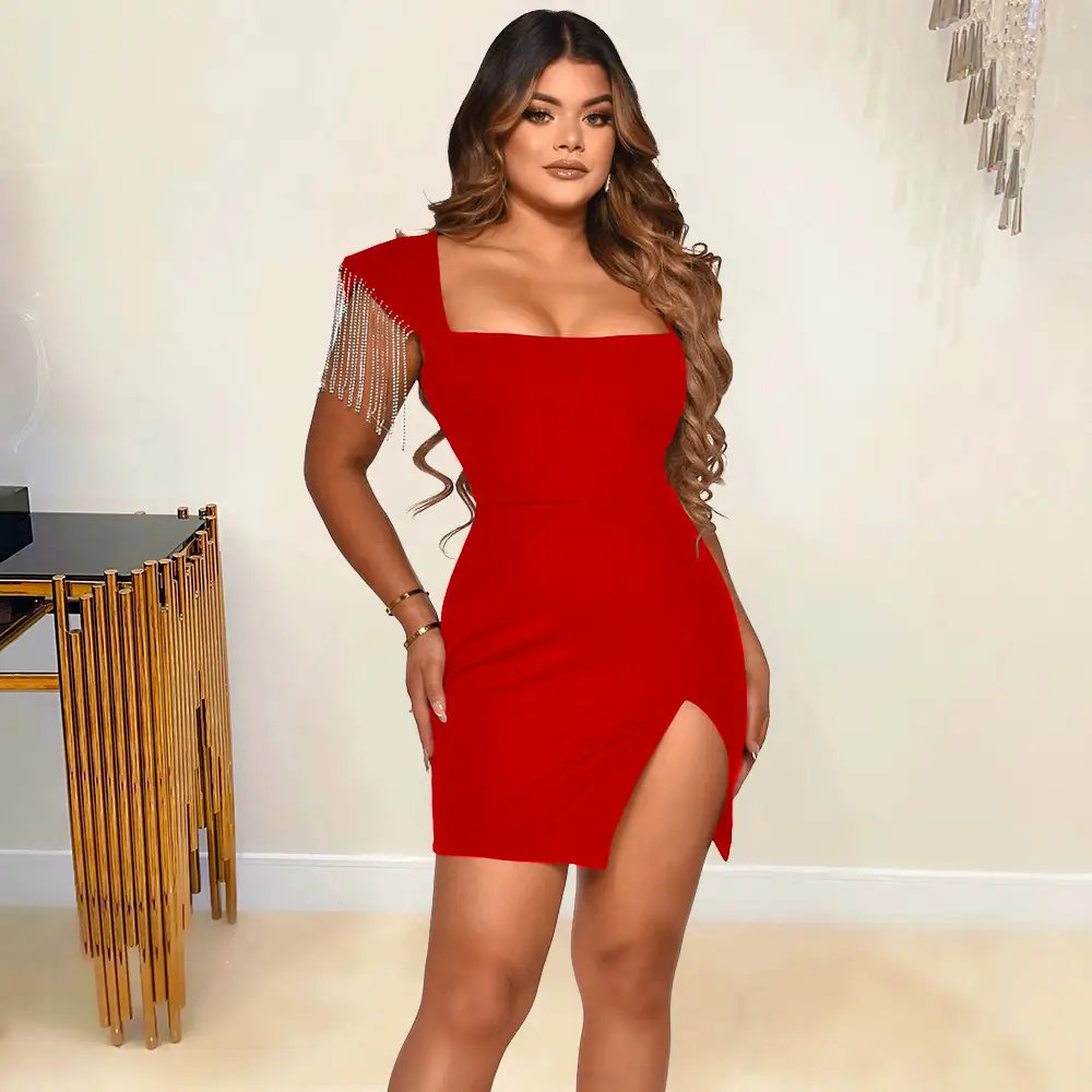 Women's Tight Sleeveless Tassel Dress