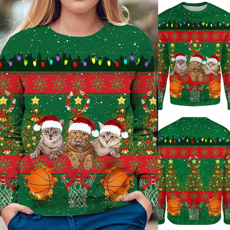 Women's Christmas Long-sleeved 3D Printed Sweater