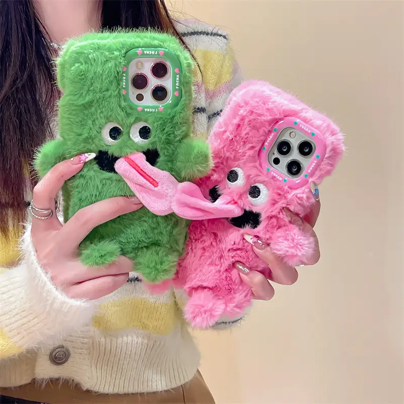 Plush Couple Sticking Tongue Out Phone Case