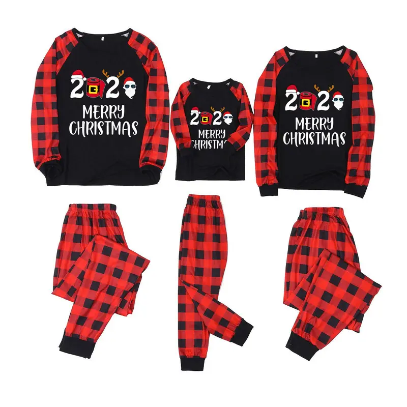 Long Sleeve Cartoon Printed Christmas Pajamas Parent-child
