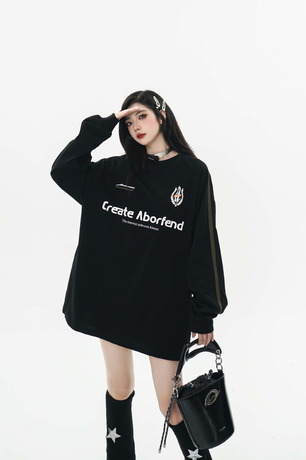 High Street American Color Contrast Patchwork Letters Printed Crew Neck Sweatshirt Men And Women