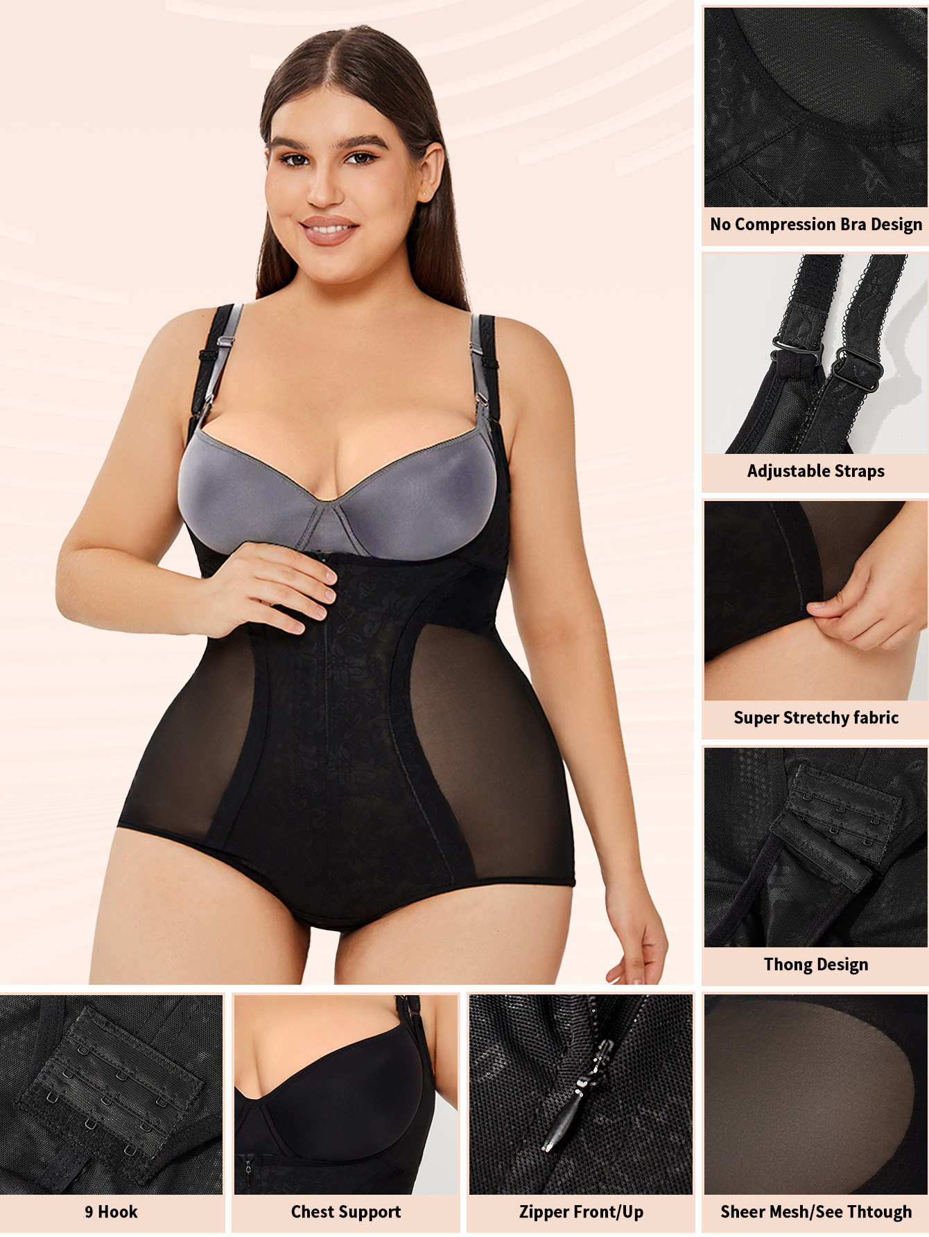 Shapewear bodysuit tummy control slim body shaper