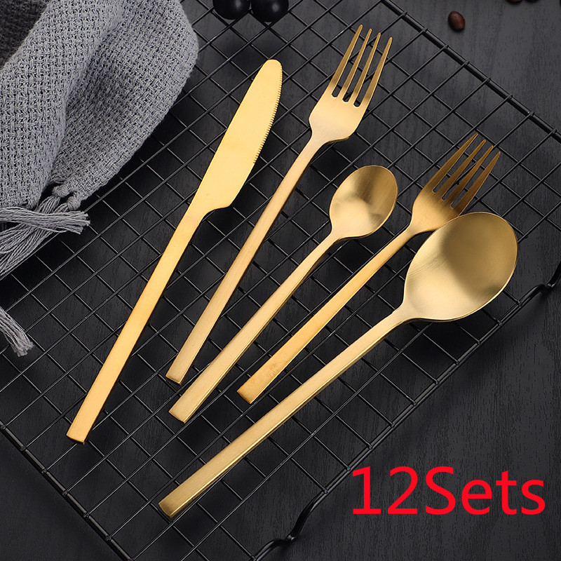 12pcGolden matte fivepiece set