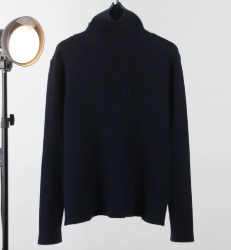 High Necked Bottomed Shirt For Women Navy Blue - Shop at LoveMi