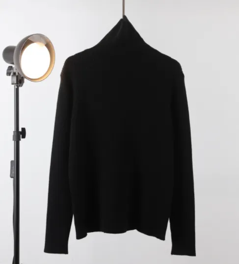 High Necked Bottomed Shirt For Women - Black