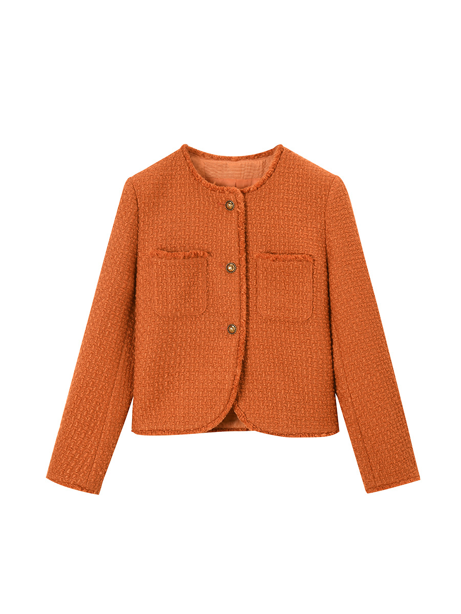 Elegant Tweed Fringe Classic Wool Classic Style Short Coat For Women