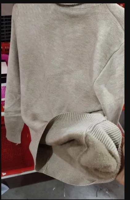 Women's Turtleneck Sweater Top With Velvet Thickened Inner Wear Oatmeal Color 2Xl - Shop at LoveMi