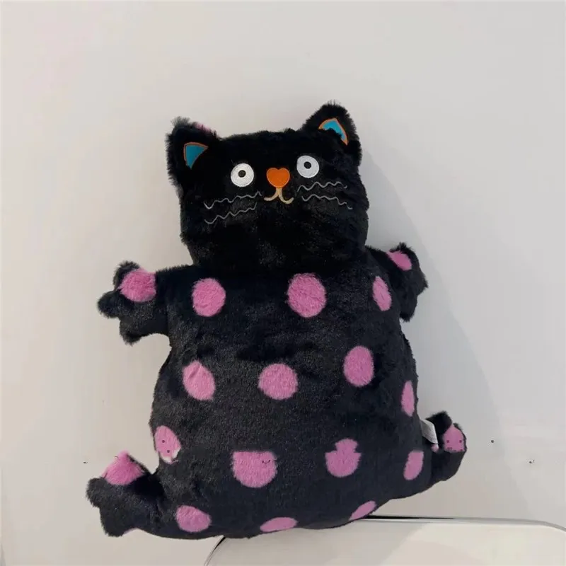 Cute Cat Pillow Living Room Sofa Cushion - Black Polka Dot Cat Front