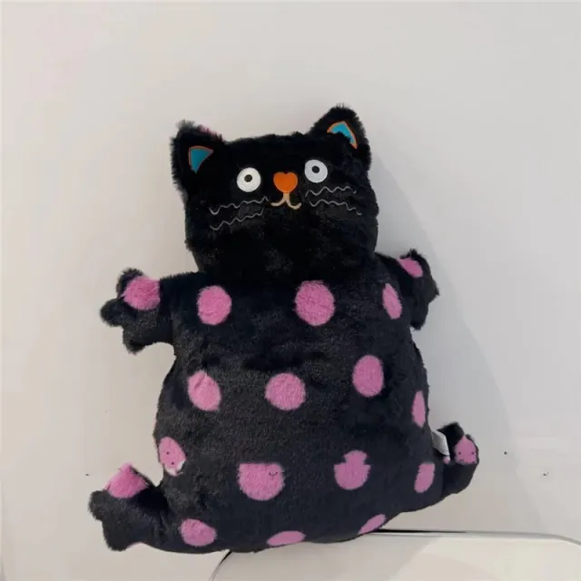 Cute Cat Pillow Living Room Sofa Cushion Black Polka Dot Cat Front - Shop at LoveMi