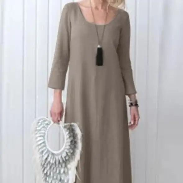 Women's Full-length Dress Cotton And Linen Dress